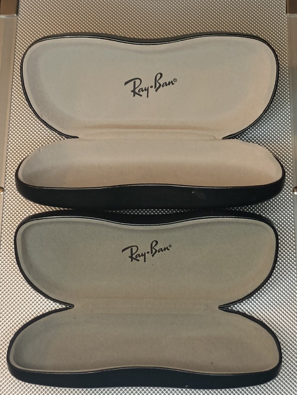 Ray-Ban Hard Cases Black Felt Lined Lot of 2 VGC His & Hers Sunglasses Cases